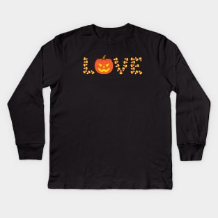 Halloween Candy Corn Love Kids Long Sleeve T-Shirt